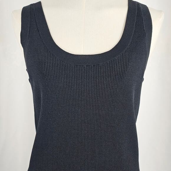 The Drop Yasmin Black Side Slit Rib Knit Midi Tank Dress Women's Size L NWT - Picture 3 of 14